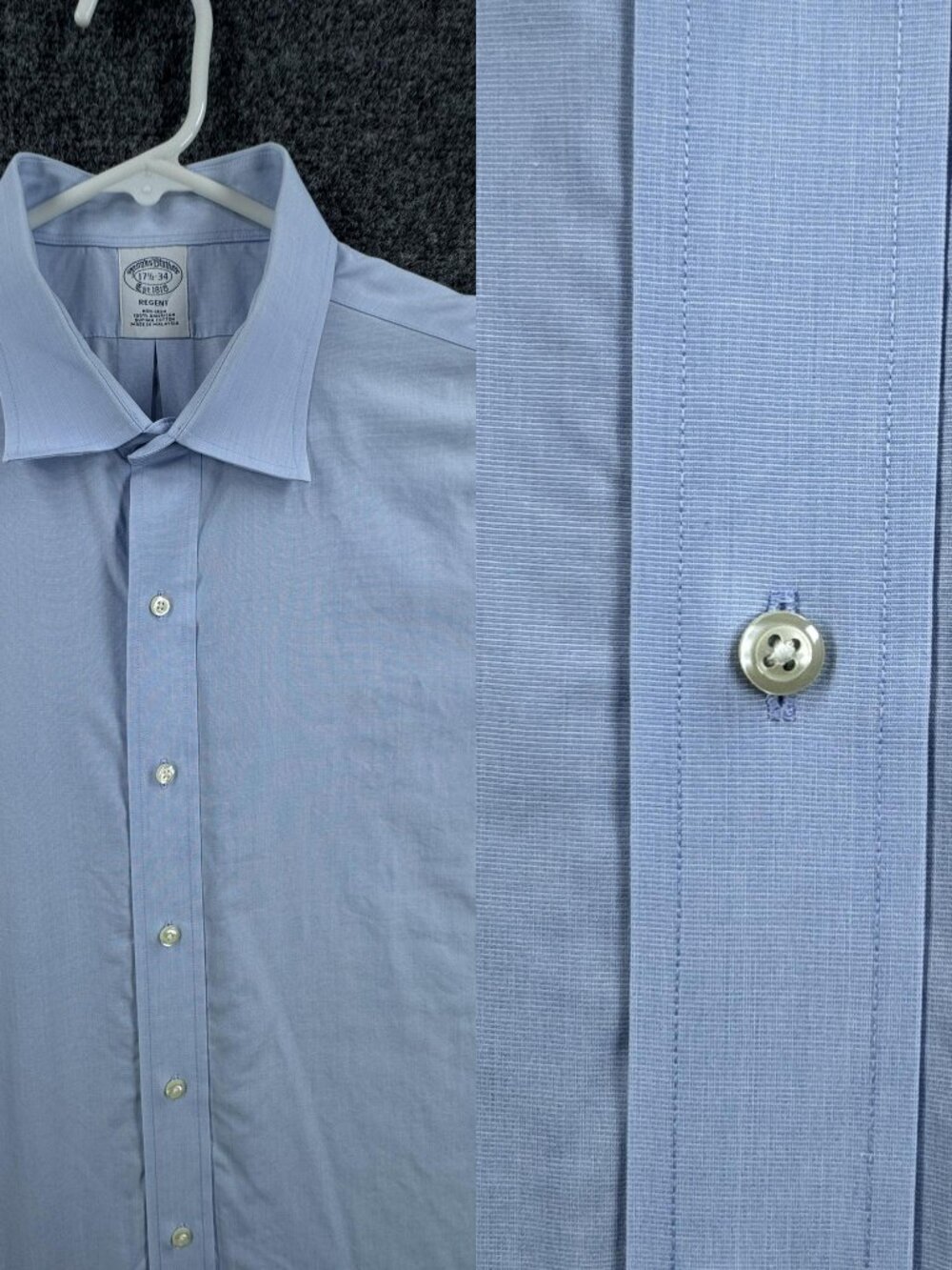Brooks Brothers 17.5 34 Non-Iron Supima Cotton Blue French Cuff Regent Button Up